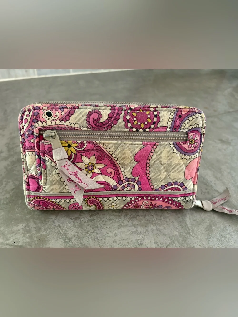 Vera Bradley Pink Paisley Quilted Turn-Lock Wallet